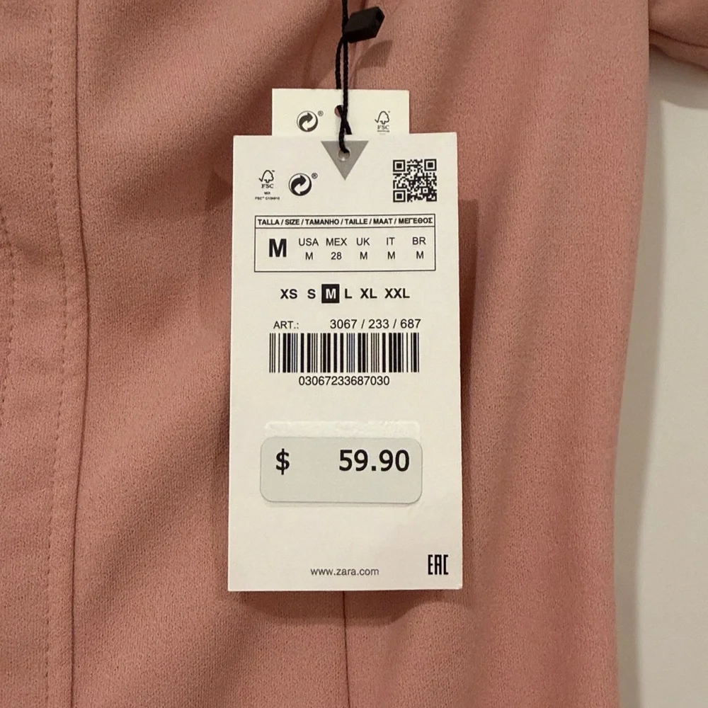 Zara bodycon midi Pink Off-Shoulder cap sleeve Dress - Picture 5 of 5